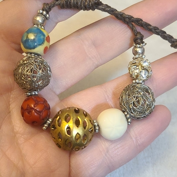 Bracelet vintage pull string beaded - Picture 4 of 4